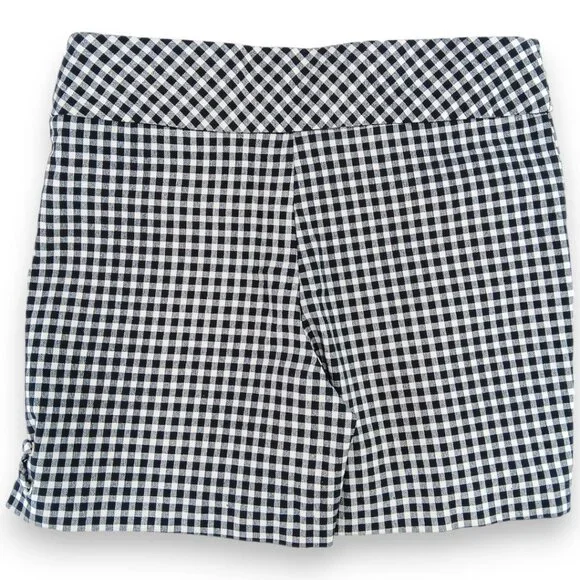 Ingredients- Women's-Gingham Checkered Black-White Shorts-Flat Panel-Summer - Picture 4 of 12